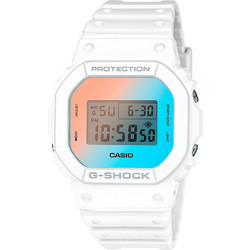 Casio Ψηφιακό Ανδρικό Ρολόι Χρονογράφος με Λευκό Καουτσούκ Λουράκι DW-5600TL-7ER