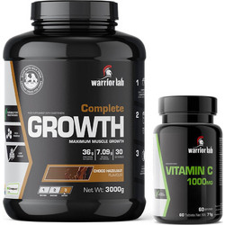 Warriorlab Complete Growth Chocolate Hazelnut Πρωτεΐνη Ορού Γάλακτος Όγκου 3kg + Vitamin C 1000mg 60 Ταμπλέτες
