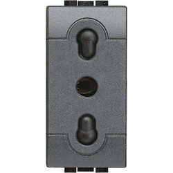 Πρίζα 1 Στοιχείου 2Π+Γ 10/16Α Μαύρο Bticino L4180 Legrand-L4180-Μαύρο L4180
