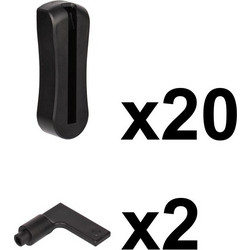 Σετ 20 Βάσεις κρυφές μαύρες πλαστικές & 2 κλειδιά, Papoutsanis HDN-SET-8050001