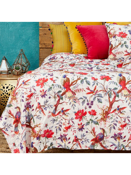 Ριχτάρι 200 x 230 Birds of paradise - Λευκό βαμβακερό