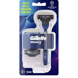 Gillette Mach3 Champions League Ξυραφάκι με Ανταλλακτικές Κεφαλές με 3 Λεπίδες & Λιπαντική Ταινία + Ανταλλακτικά Ξυραφάκια 5τμχ