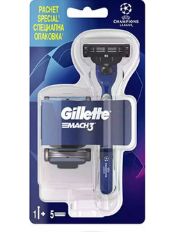 Gillette Mach3 Champions League Ξυραφάκι με Ανταλλακτικές Κεφαλές με 3 Λεπίδες & Λιπαντική Ταινία + Ανταλλακτικά Ξυραφάκια 5τμχ