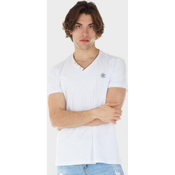 Ανδρική μπλούζα V σε Oversize γραμμή. ΛΕΥΚΟ