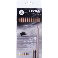 Μολύβια Lyra Graduate Graphite 12τεμ. 1171120 4H, 3H, 2H, H, F, HB, B, 2B, 3B, 4B, 5B, 6B