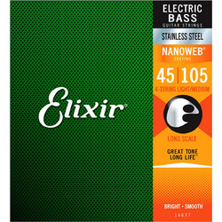 Elixir Strings 14677 Σετ 4 Χορδές Ηλεκτρικού Μπάσου Stainless Steel 45-105" Medium Tension
