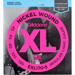 D'Addario EXL170-5 Σετ 5 Χορδές Ηλεκτρικού Μπάσου Nickel Plated Steel 45-130" Normal Tension