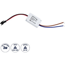 73074 Πλαστικό Τροφοδοτικό SELV για Προϊόντα LED 3W - AC 220-240V σε DC 7-11V - IP20 L4.5 x W3 x H2.5cm