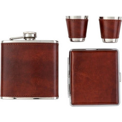 ANGELO - Φλασκί σετ με ταμπακιέρα 6 oz (491190) - Black