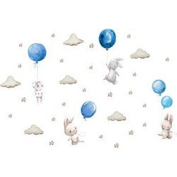 SIPO Αυτοκόλλητο Τοίχου Bunny Balloons Blue