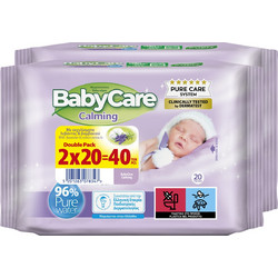 BabyCare Calming Μωρομάντηλα Χωρίς Οινόπνευμα & Parabens με Λεβάντα 2x20τμχ