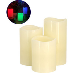 79556 ΣΕΤ 3 Διακοσμητικών Realistic Κεριών Παραφίνης με LED Εφέ Κινούμενης Φλόγας - Μπαταρίας & Ασύρματο Χειριστήριο IR Πολύχρωμα RGB Dimmable