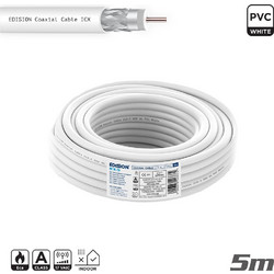 Edision Καλώδιο Coaxial ICX-5 CCS AL Eca PVC Λευκό 5m