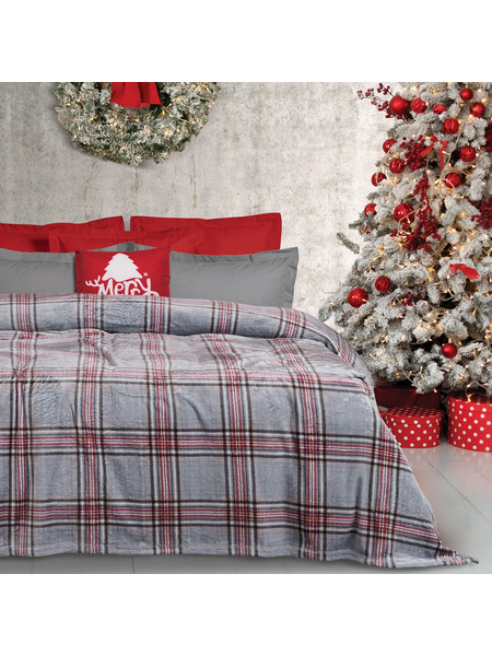 Das Home Κουβερτα Fleece 220Χ240 1362 Grey - Red Grey - Red