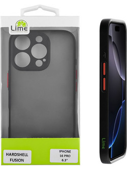 Lime Successories Lime Θηκη Iphone 16 Pro 6.3'' Hardshell Fusion Full Camera Protection Black With Red KEYS