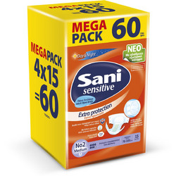 Sani Sensitive Extra Protection No2 Medium Πάνες Ακράτειας 7 Σταγόνες 60τμχ