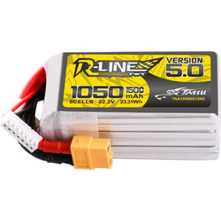 Tattu R-Line Version 5.0 1050mAh 22.2V 150C 6S1P Lipo Battery Pack with XT60 Plug