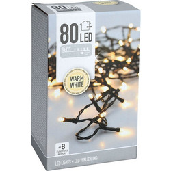 Marva 80 Χριστουγεννιάτικα Λαμπάκια LED Εξωτερικού Χώρου Θερμά Λευκά 3m
