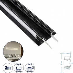 GLOBOSTAR ALP-WALL-UPDOWN CONCEALED 70845-3M Επιφανειακό Προφίλ Αλουμινίου Ειδικό για Δημιουργία Κρυφού Φωτισμού Up & Down με Λευκό Γαλακτερό Πατητό Κάλυμμα για Ταινίες LED IP20 - Μαύρο & Λευκό - Μ300