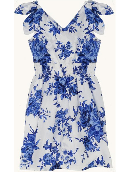 Please Παιδικό Φόρεμα Floral Μπλε AB02274G49
