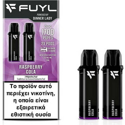 Dinner Lady Raspberry Cola Fuyl Disposable Prefilled Pods 20mg 850 Puffs (Βατόμουρο & Κόλα) (2 τεμ.)