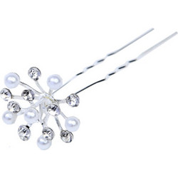 Ro-Ro accessories Φουρκέτα μαλλιών ασημί με στρας και πέρλες bouquet