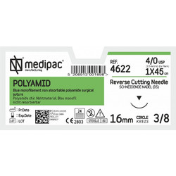 ΡΑΜΜΑ POLYAMID 4/0 45εκ. 16χιλ. 3/8 του κύκλου κόπτουσα MEDIPAC
