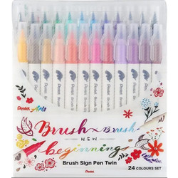 Μαρκαδόροι με διπλή μύτη Pentel Arts Brush Sign Pen Twin 24τμχ