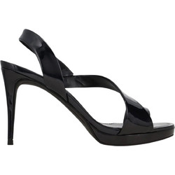 DKNY Diva Γυναικεία Πέδιλα Λουστρίνι Μαύρα με Λεπτό Ψηλό Τακούνι και Φιάπα K2215992