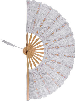 Χειροποίητη βεντάλια (27cm) λευκή Silk Fashion