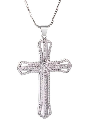 Ghetto CZ Full Diamond Plated Cross Pendant Necklace