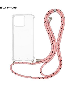 Sonique Armor Clear Θήκη Σιλικόνης με Κορδόνι (Honor X8b) Rainbow Ροζ