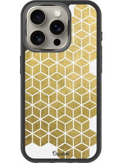 Gold Cubes Θήκη Κινητού Σχέδιο 50038 - iPhone, iPhone 15 Pro, Premium Leather Feel Case
