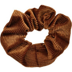 Scrunchie μαλλιών κοτλέ βελούδινο σε καφέ χρώμα