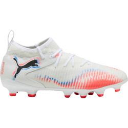 Puma Future 8 Match FG/AG 108614-01 Παιδικά Ποδοσφαιρικά Παπούτσια με Τάπες και Καλτσάκι Λευκά Πορτοκαλί