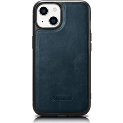 iCarer Leather Oil Wax Back Cover with MagSafe Blue (iPhone 14 Plus)