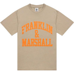 Franklin & Marshall Ανδρικό Μπλουζάκι από οργανικό βαμβάκι με στάμπα Alumni - BEIGE