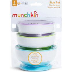 Munchkin Stay Put Μπολ Φαγητού με Βεντούζα Purple Green Ciel 3τμχ