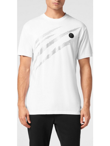 PLEIN SPORT Cotton T-Shirt Round Neck SS Lamina Scratch SAEC MTK8008 STE001N 0170