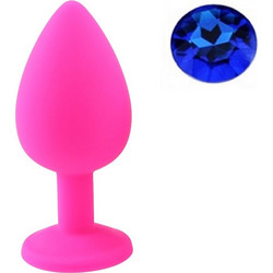 Anal Silicone Color Buttplug Large With Crystal Base / Assorted Colors