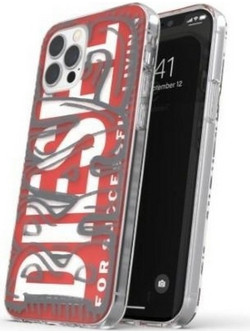 DIESEL Snap Case Clear Aop Iphone 12 Promax czerwono-szary/red-Grey - (42568)