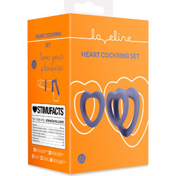 Loveline Heart Cock RIng Σετ Ελαστικά Δαχτυλίδια Πέους & Όρχεων Σιλικόνης με Δόνηση Μωβ