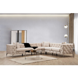 Papatya Como Γωνιακός Καναπές Δεξιά Γωνία Εκρού 310x270x70cm