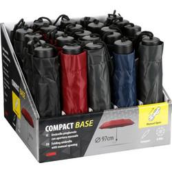 Ομπρελες Compact Base Φ97cm Χειροκινητο Ανοιγμα Διαφορα Χρωματα 31x31x24cm Σε Σταντlampa - 25 τεμ