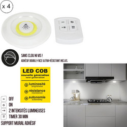 JE CHERCHE UNE IDEE Σετ 4 Αυτοκόλλητα LED Φωτιστικά Ραφιών με Dimmer - Λευκά LT6841