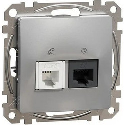 Schneider Sedna Design & Elements, RJ45-RJ11 πρίζα CAT5E UTP Αλουμίνιο - SDD113458