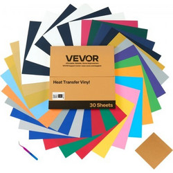 VEVOR Heat Transfer Vinyl, 30 Pack, 304,8 x 304,8mm, Διάφορα Χρώματα HTV Iron on Vinyl Bundle, Εύκολη κοπή και ζιζανίων, με αξεσουάρ, συμβατό με μηχανές κοπής, για διάφορα υλικά, μπλουζάκια