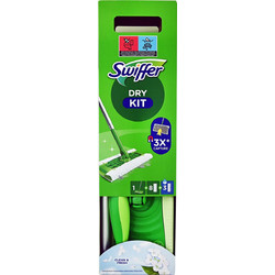 Swiffer Dry Starter Kit Σύστημα Καθαρισμού Dry & Wet με 1 Λαβή, 8 Στεγνά Πανάκια & 3 Υγρά Πανάκια, 1σετ