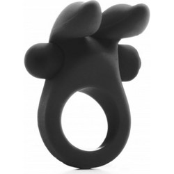 Shots Toys Rabbit Cockring Ελαστικό Δαχτυλίδι Πέους Σιλικόνης με Δόνηση 3cm Μαύρο