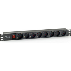 Equip Πολύπριζο Rack 19" 1U με Καλώδιο 1.8m & 8 Sockets Μαύρο